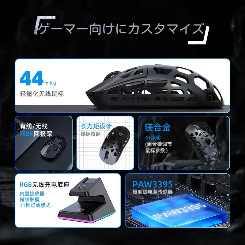 Amazon | L1 有線/無線デュアル8KHz ゲーミングマウス 8KHzポーリング